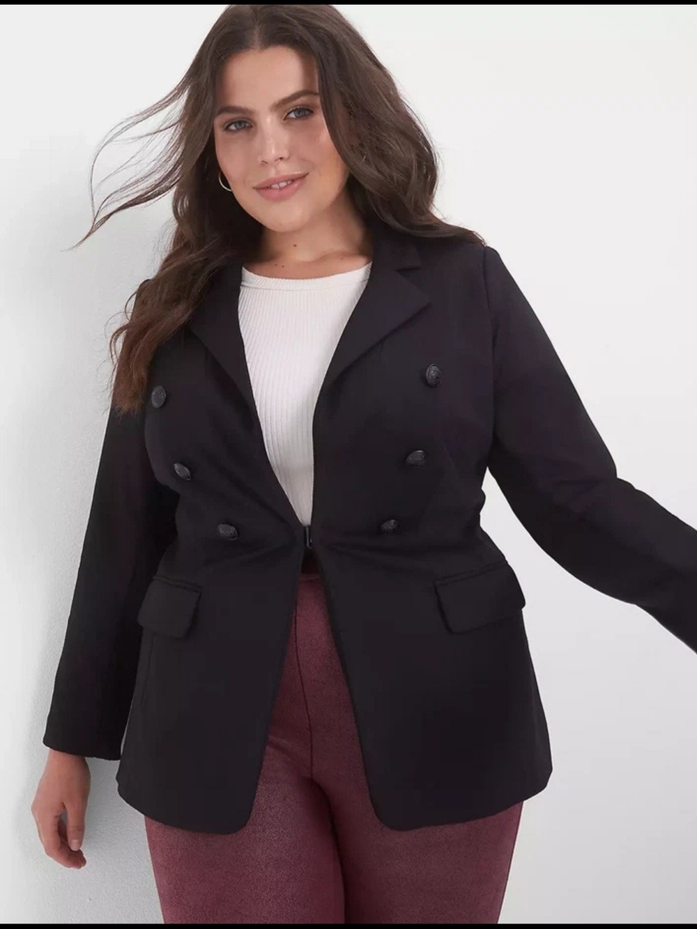 Lane Bryant Gray Double-Breasted Blazer Jacket